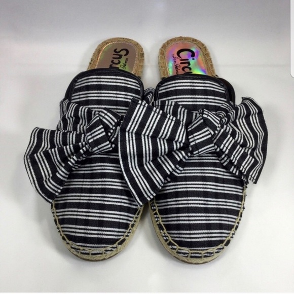 Circus by Sam Edelman Black & White Striped Sandal with Bow - Picture 3 of 4